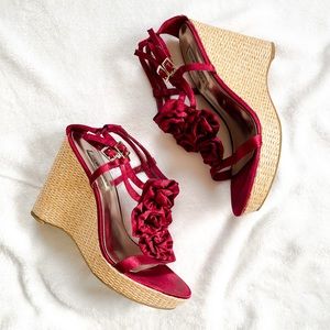Steve Madden Floral Wicker Woven Wedges